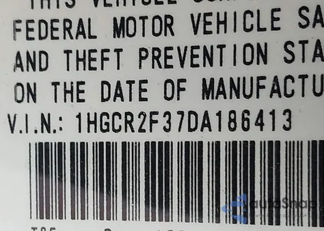 2013 Honda Accord Lx из США, поврежденный, VIN 1HGCR2F37DA186413